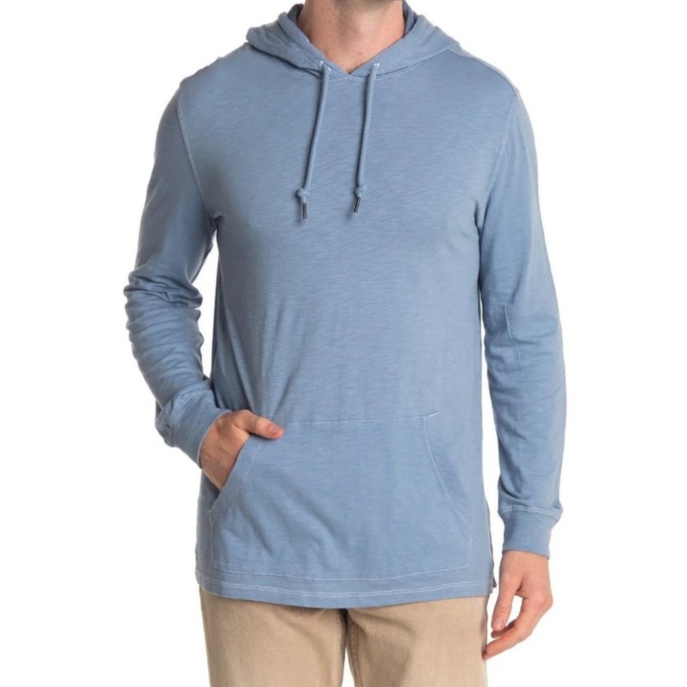 FLAG & ANTHEM Elkins Slub Jersey Hoodie In Slate Blue - XL